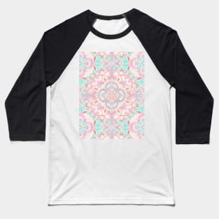 Mint and Blush Pink Painted Mandala Baseball T-Shirt